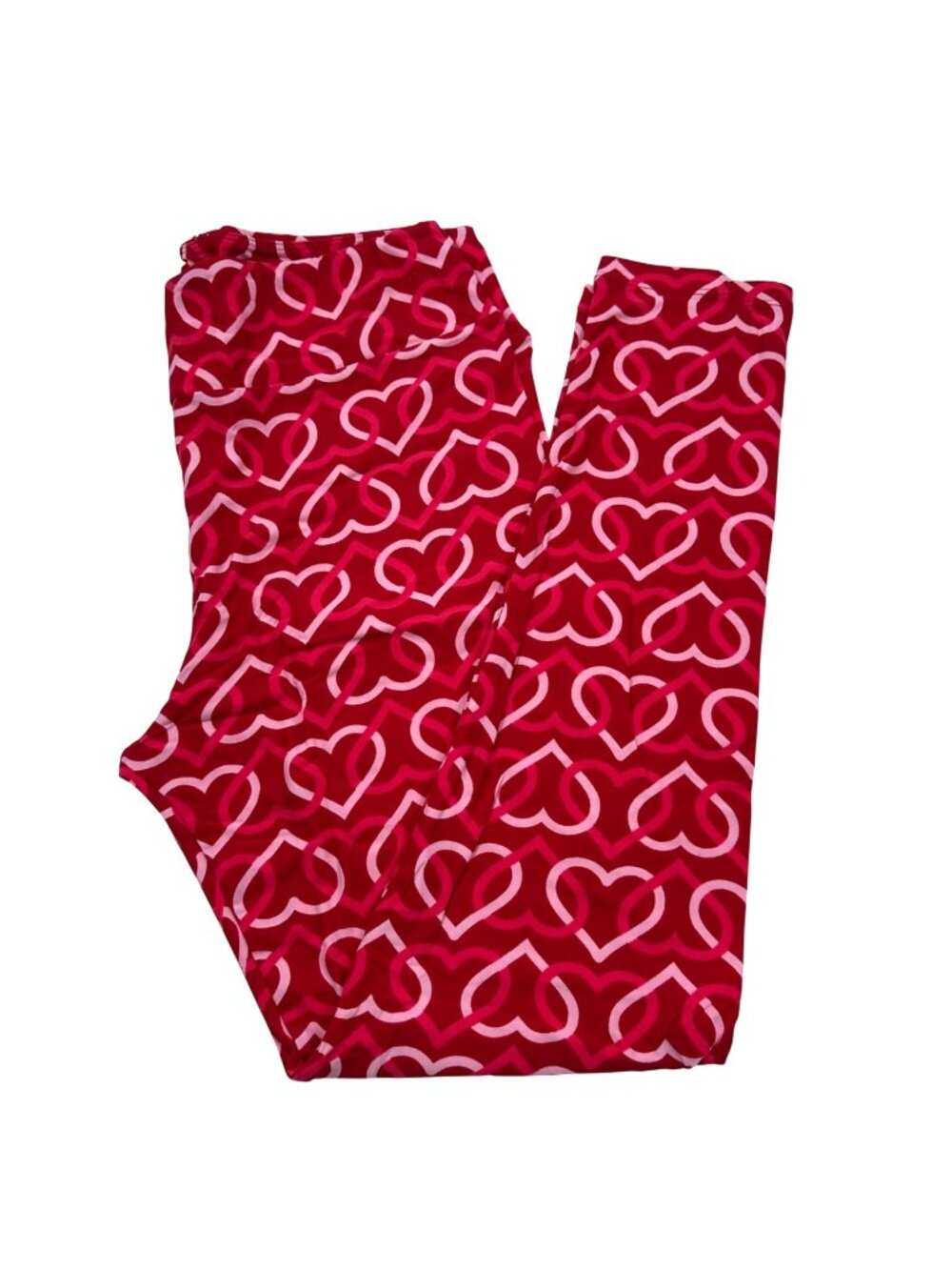 Vintage Lularoe Tall Curvy Valentines Print Leggings Hearts Red Pink Chain Link
